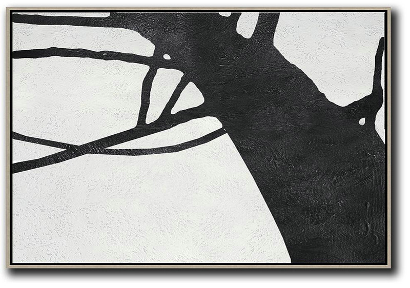 Large Contemporary Painting,Oversized Horizontal Minimal Art On Canvas - Living Room Wall Art